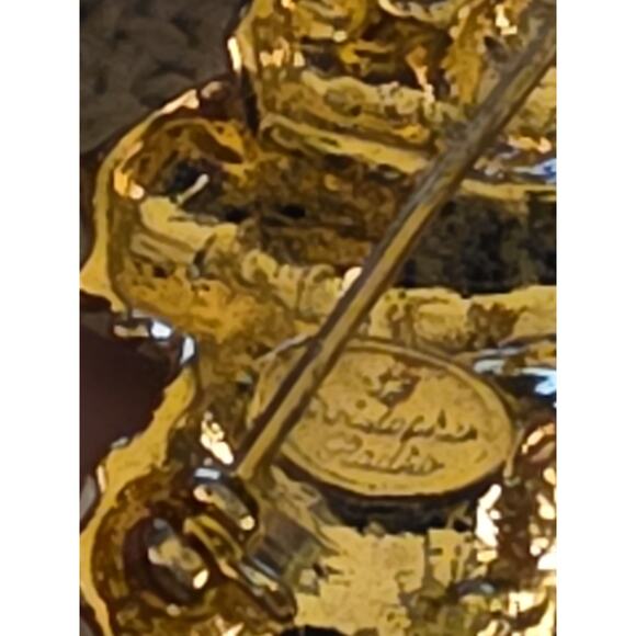 Vtg Christopher Radko Santa Pin Shiny Brite Goldtone Enamel Christmas Holiday - Picture 4 of 7